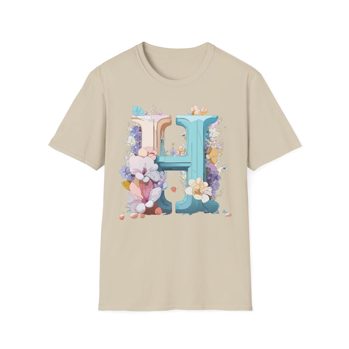 Floral H Monogram T-Shirt | Letter H Floral Initial Tee