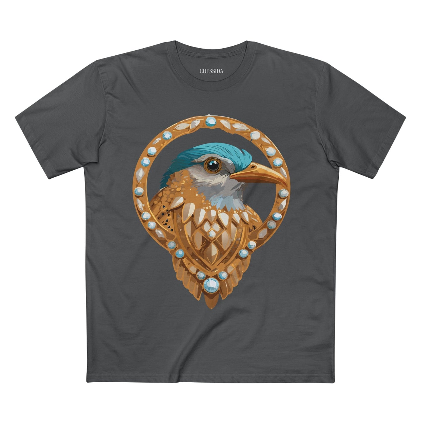 Bird Graphic Unisex 100 Cotton Tee With Unique Animal Golden Medallion Art Design 24