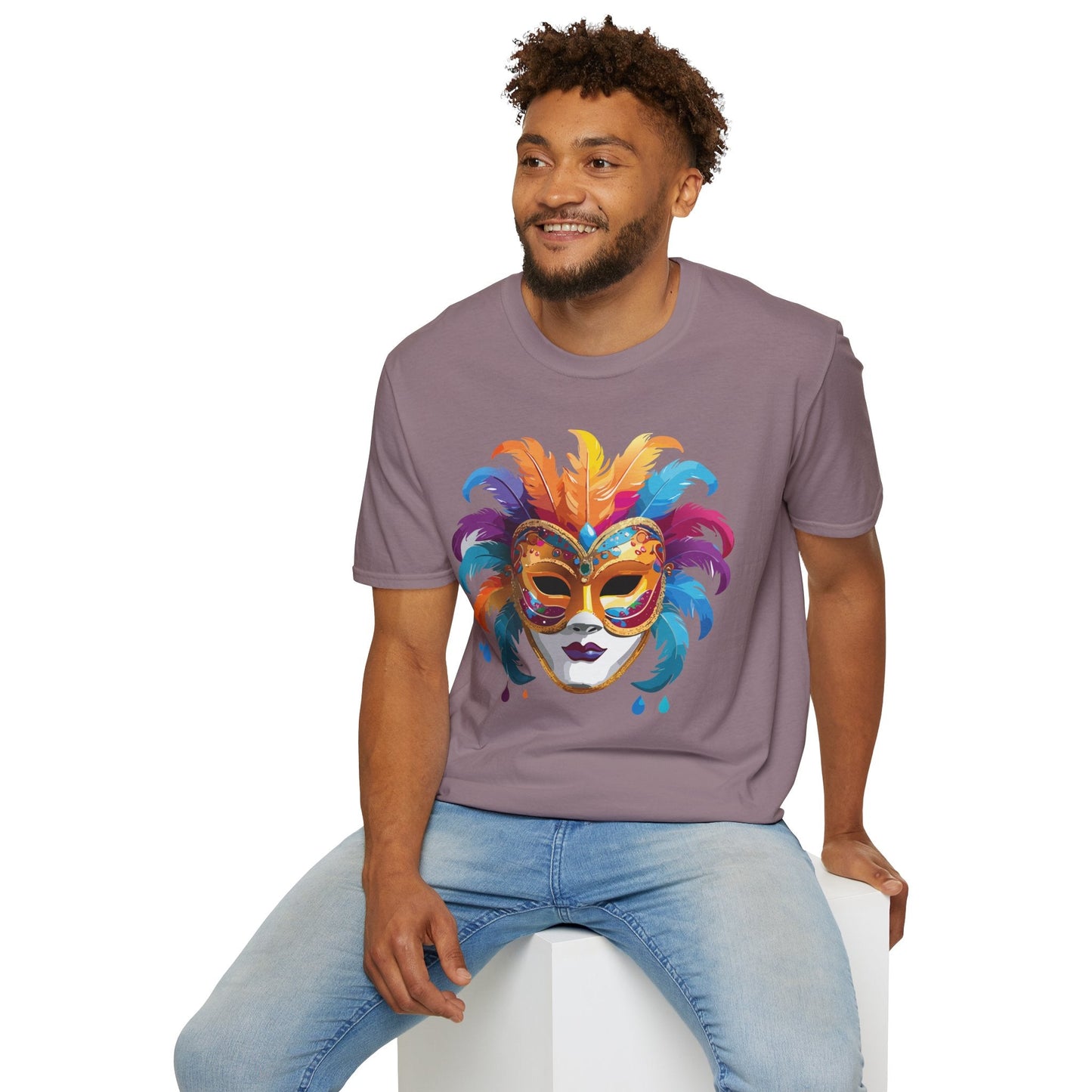 Mask Tee Shirt Unisex Masquerade Design Art Graphic Gildan Softstyle 64000 Cotton Tee