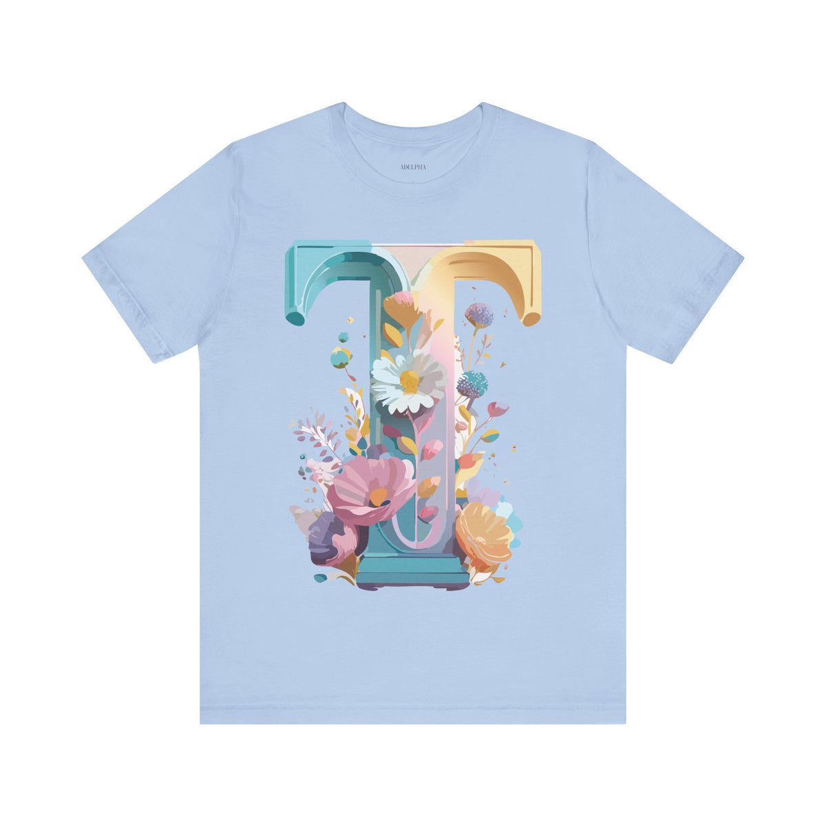 Letter T Graphic Unisex Cotton Bella+Canvas Tee with Art Letter Design