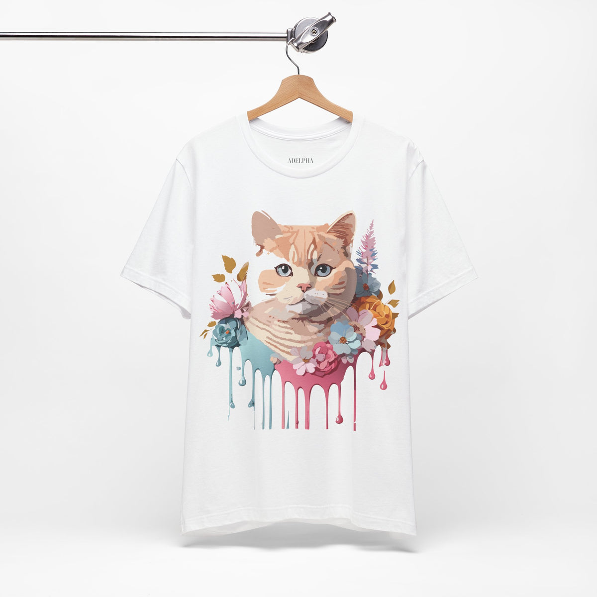 Cat Graphic Unisex Cotton Bella+Canvas Tee with Art Animal Design e202
