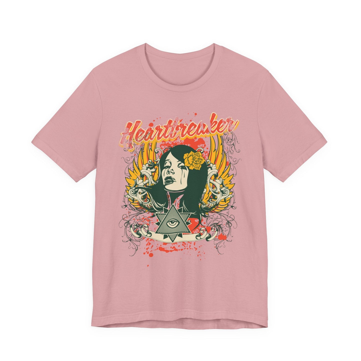Heartbreaker Illustration Tee Retro Femme Portrait Floral Skull Graphic T-Shirt