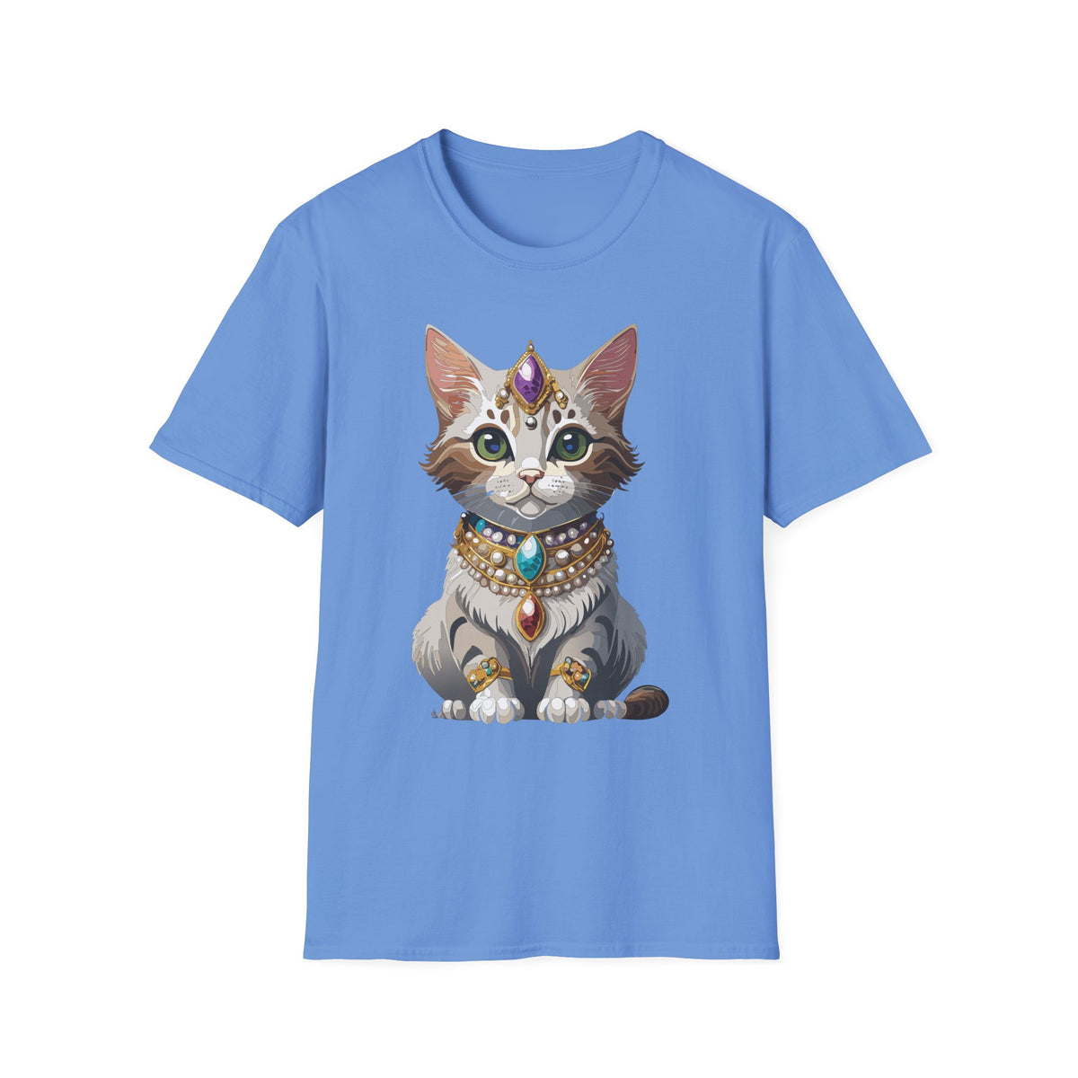 Jeweled Cat Portrait T-Shirt | Regal Kitty Illustration