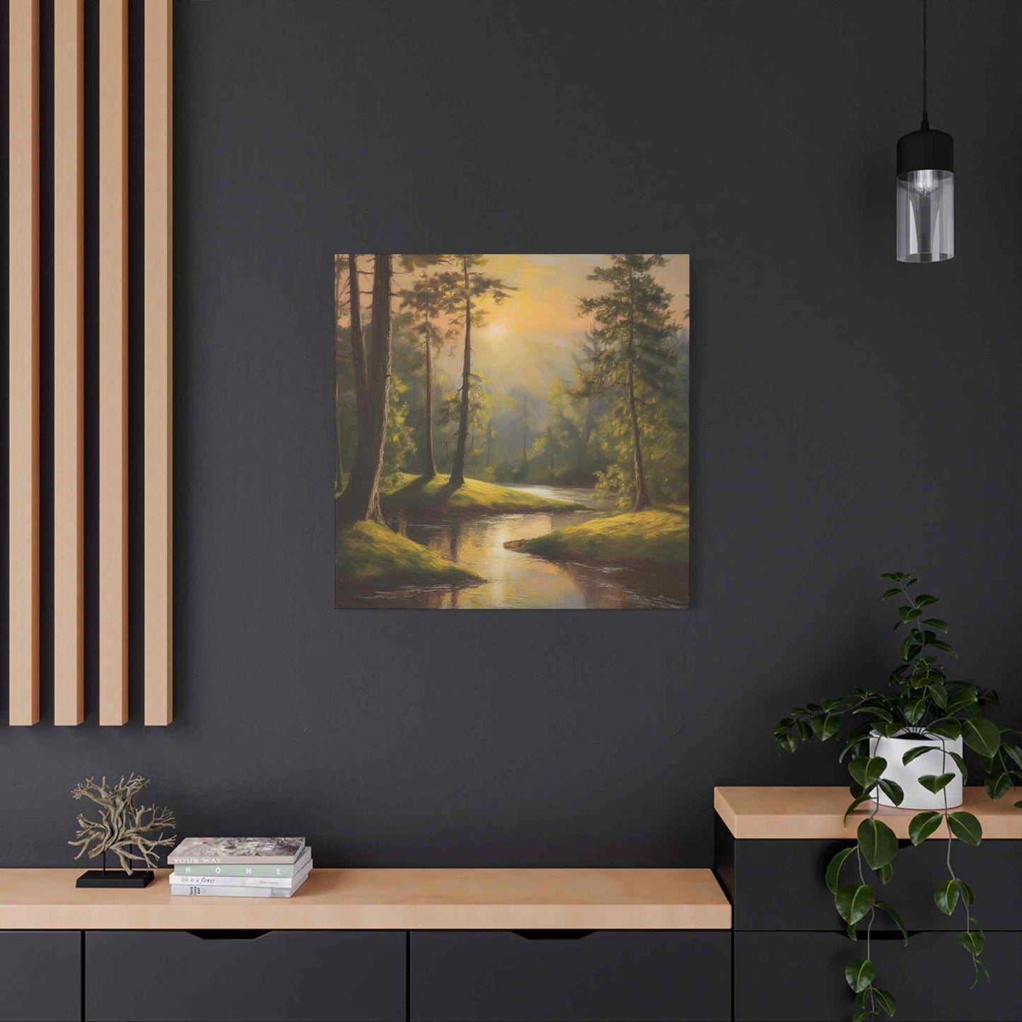 Forest Print Canvas, Trees Oil Paint Print 20x20, 24x24, 30x30, 32x32, 36x36 Art Design Print Pine-Wood Inner Frame MC-68