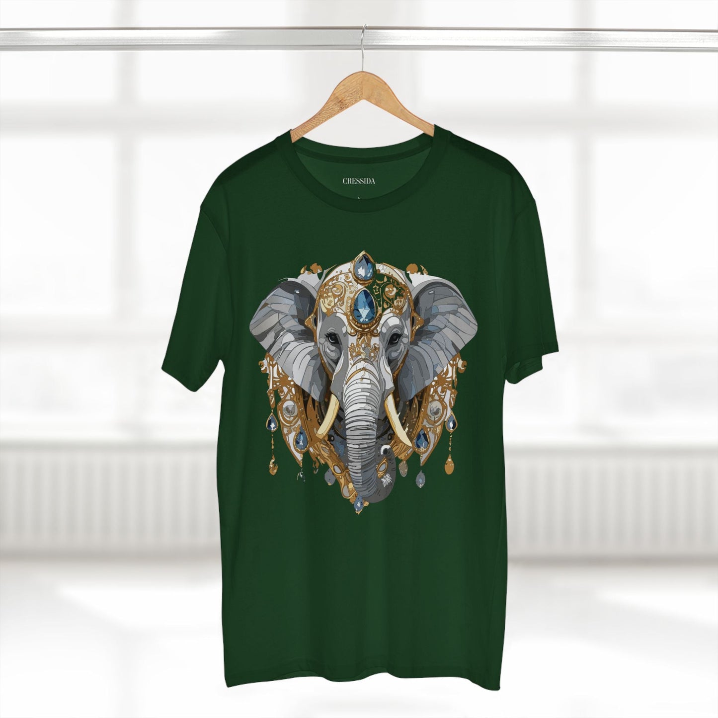 Elephant Graphic Unisex 100 Cotton Tee With Unique Animal Golden Medallion Art Design 37