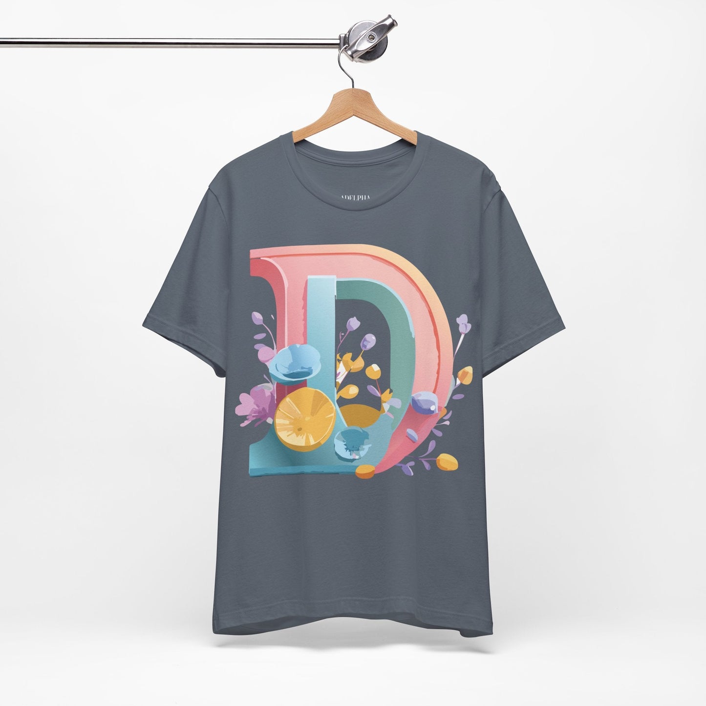 Letter D Shirt Unisex Jersey Graphic Tee From Adelpha With Vintage Inspired Artwork Short Sleeve