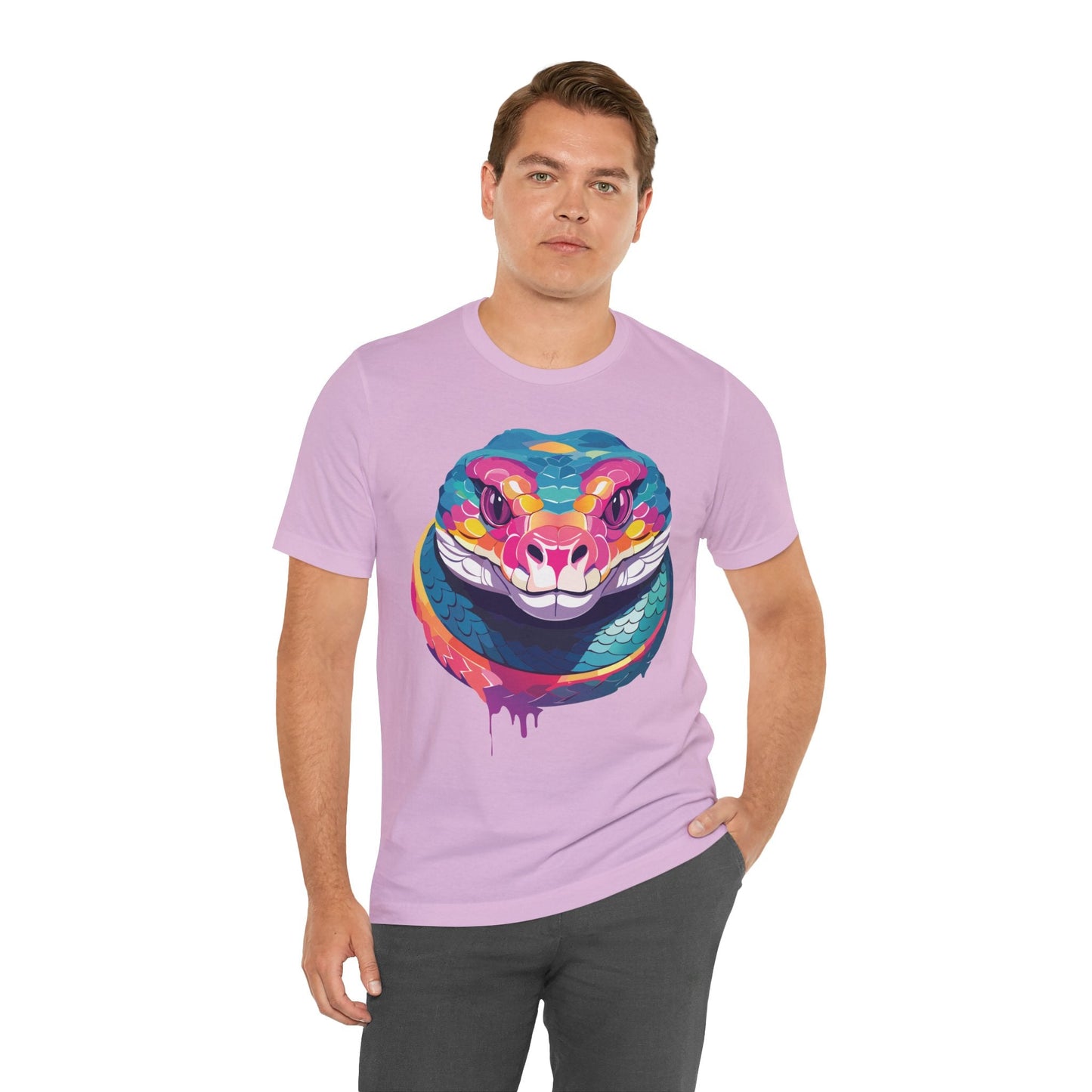 Unisex Animal Tee Shirt With Art Design, Wild Animals Short Sleeve Graphic Tee For Everyday Wear
