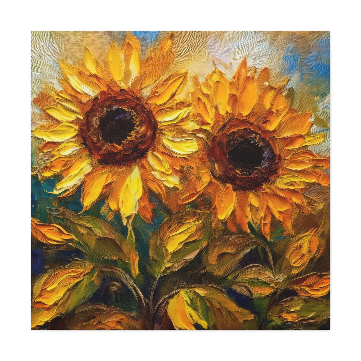 Sunflowers Print Canvas, Flowers Oil Paint Print 20x20, 24x24, 30x30, 32x32, 36x36, Floral Art Design Print Non-Frame MC-25