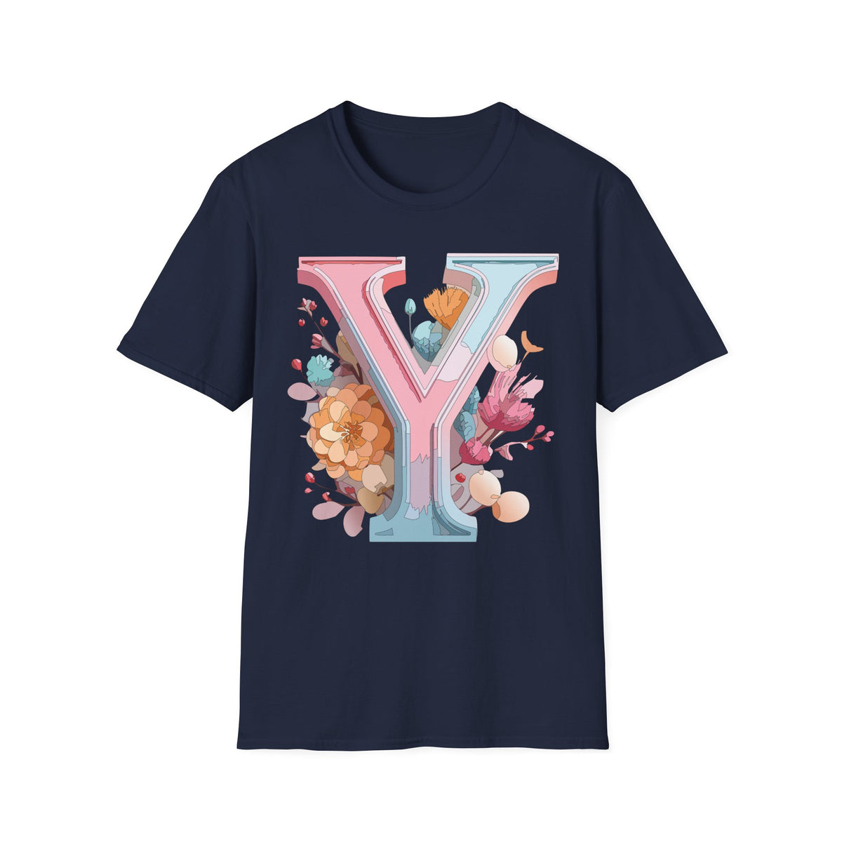 Floral Letter V T-Shirt | Pastel Monogram V Tee
