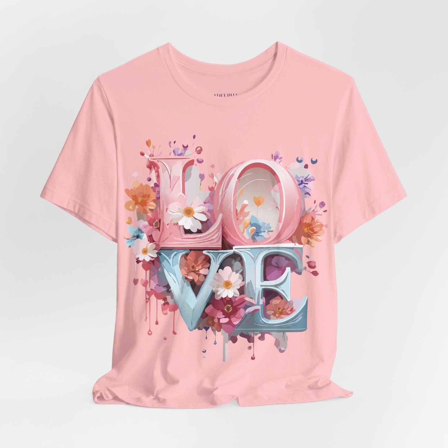 Valentine Day Graphic Unisex 100 Cotton Vintage Artwork with Love and Flower Design Tee 45