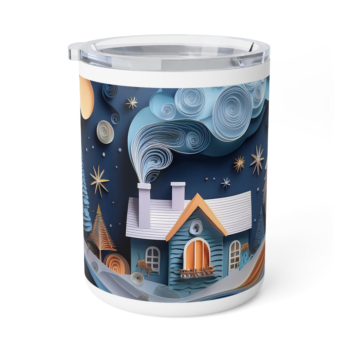 6 Art Design Insulated Coffee Mug Clear Lid 10oz Insulated Coffee Mug 10oz