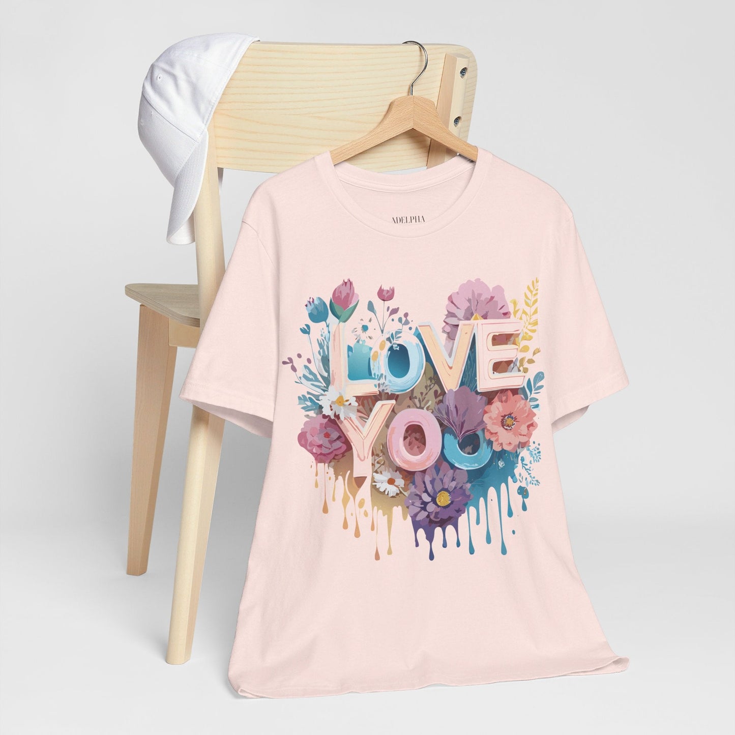 Valentine Day Graphic Unisex 100 Cotton Vintage Artwork with Love and Flower Design Tee 37