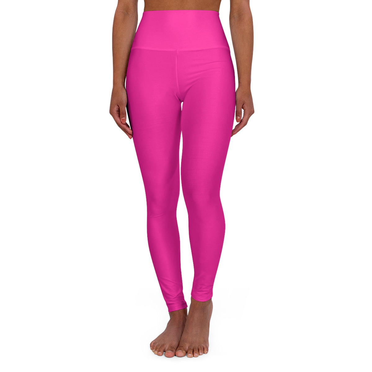 Brilliant Rose Color High-Waist Yoga Leggings Women's Seamless Poly-Span Stretchy Pants XS-2XL