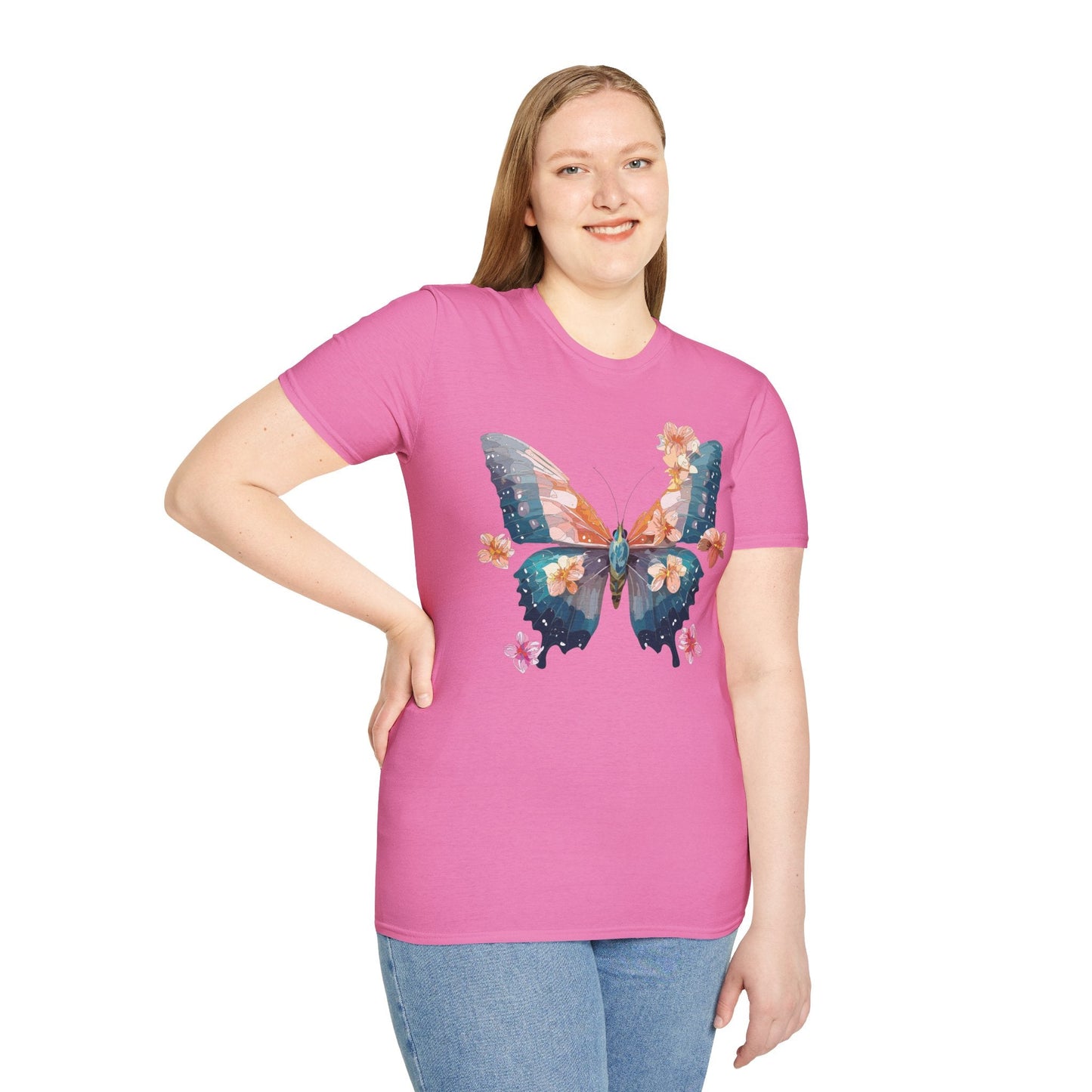 Butterfly Shirt Unisex T Shirt Monarch Print Gildan Softstyle 64000 Ring Spun Cotton Tee