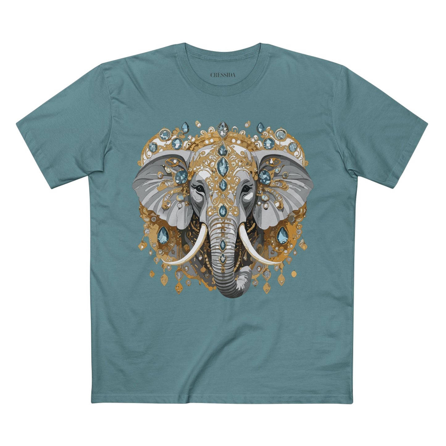 Elephant Graphic Unisex 100 Cotton Tee With Unique Animal Golden Medallion Art Design 38