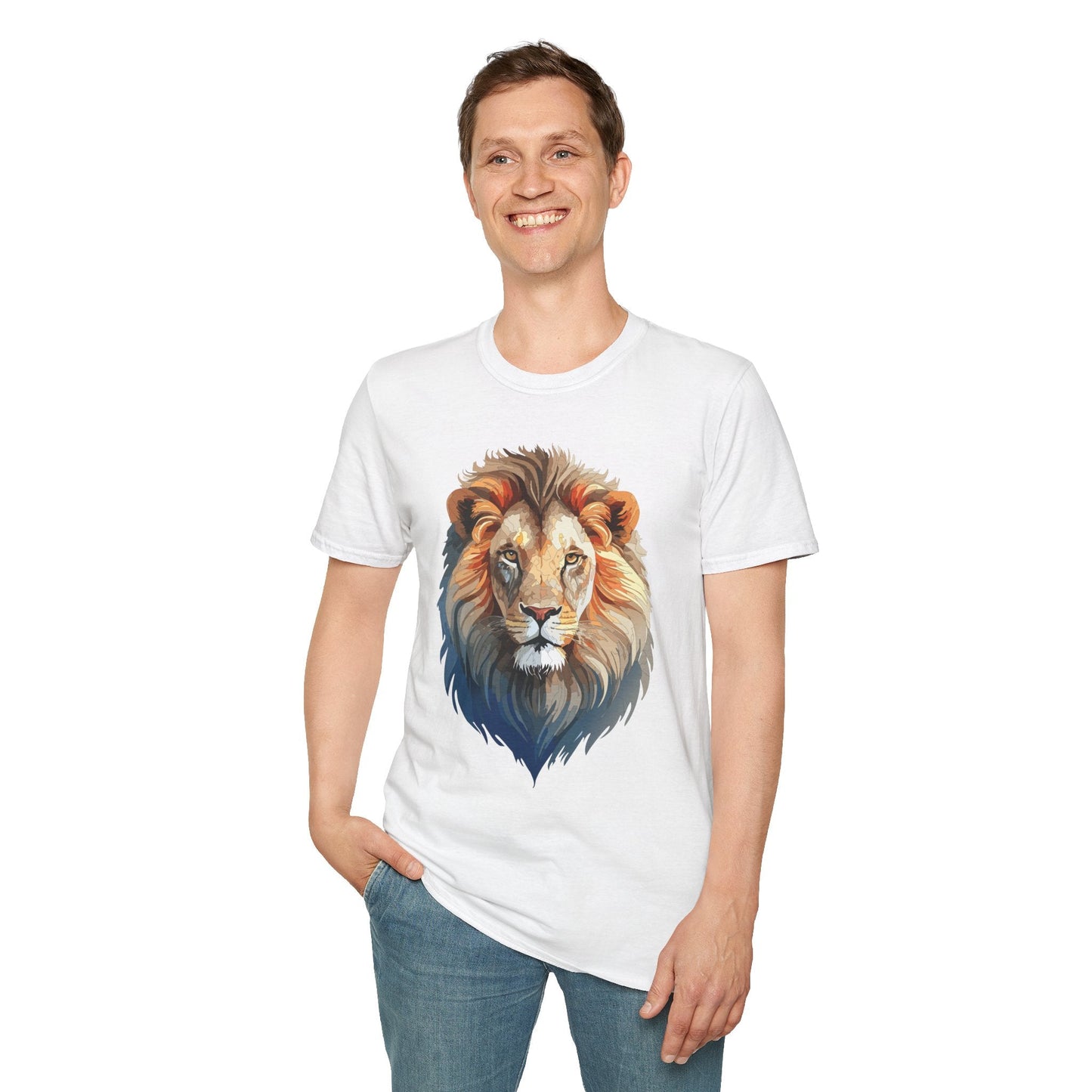 Gildan Softstyle Lion Print T Shirt Floral Tee For Unisex Everyday Comfort