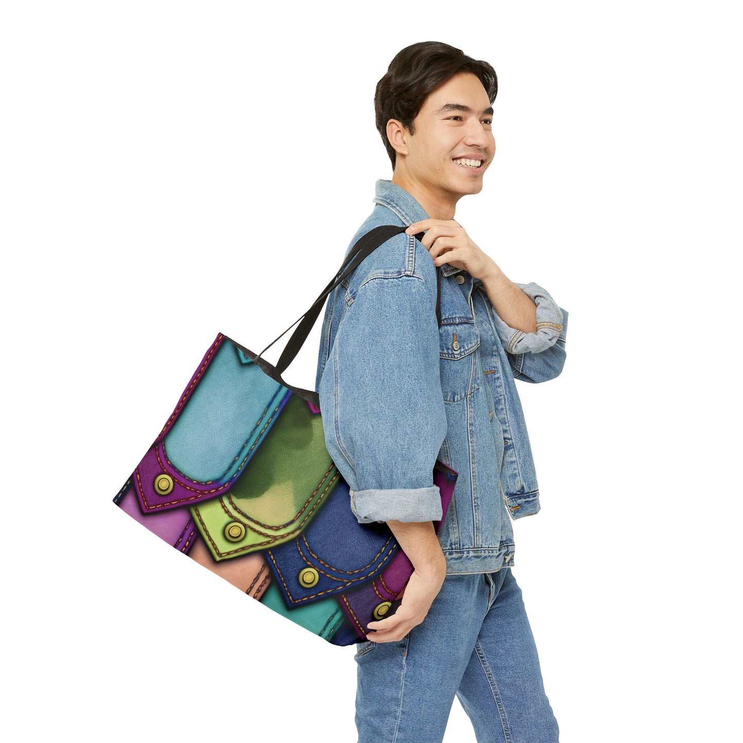 Denim Print Yoga Bag High-Quality 100% Spun Polyester 24x13 Canvas Gym Bag 47