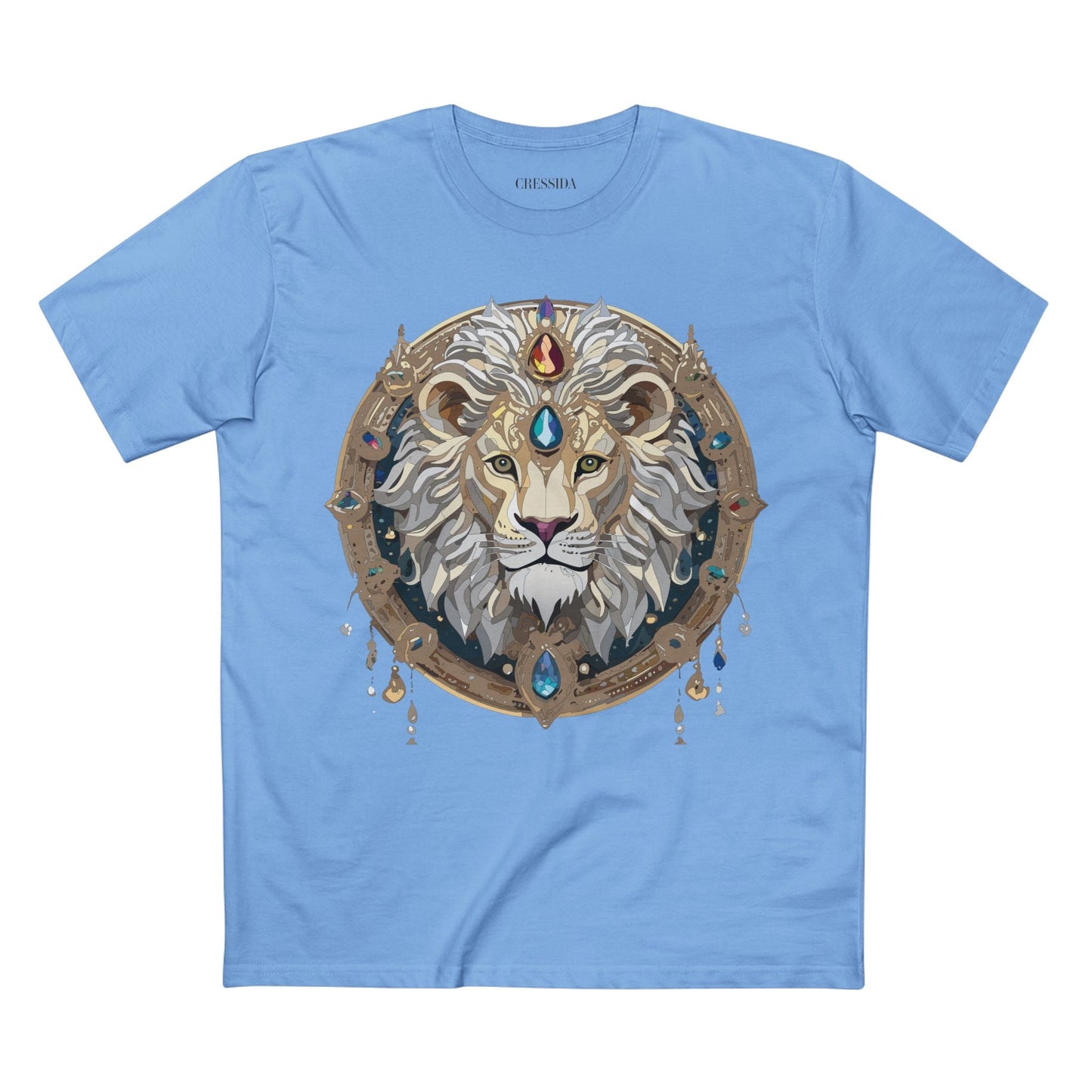 Lion Graphic Unisex 100 Cotton Tee With Unique Animal Golden Medallion Art Design 59