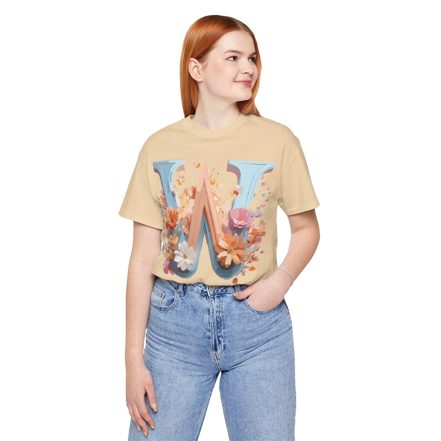Letter W Shirt Unisex Graphic Tee Vintage Inspired Adelpha Art Design Short Sleeve