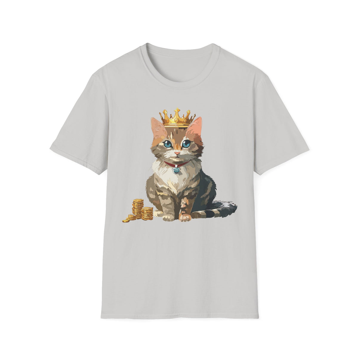 Crowned Tabby Cat T-Shirt | Cute Kitty with Crown and Treasure