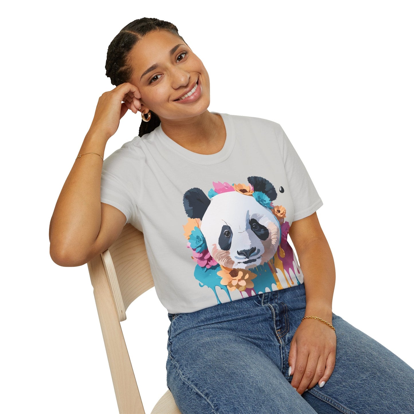 Unisex Panda Shirt Softstyle Cotton Tee For Everyday Wear With Cute Animal Print