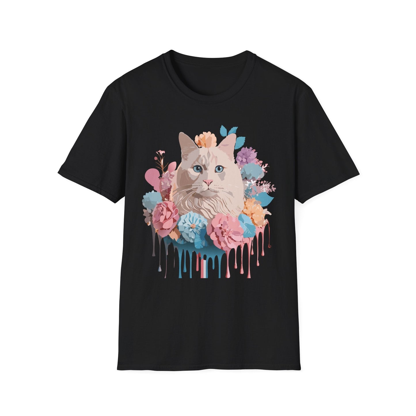 Cat Shirt Unisex Short Sleeve Cat Tee Kitten Design Gildan Softstyle 64000 Tee