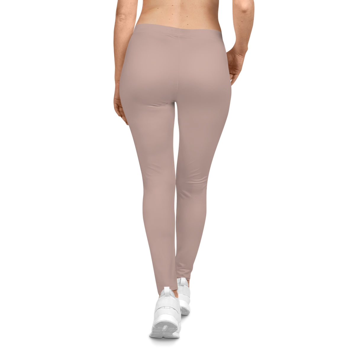 Beige Powder Color Women's Poly-Span Casual Leggings XS-2XL