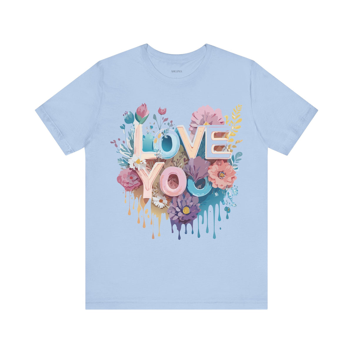 Valentine's Day Graphic Unisex Cotton Bella+Canvas Tee with Floral Art Design d102