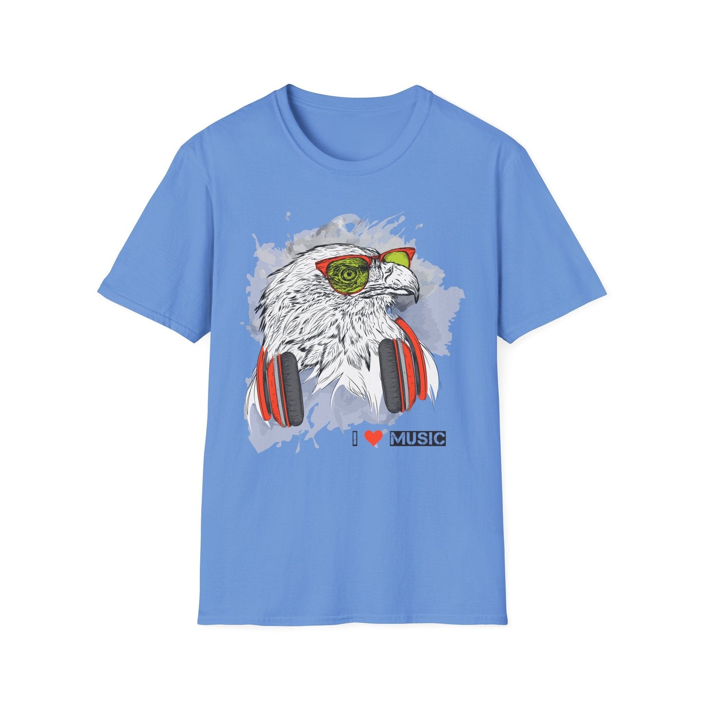 I Love Music Animals Shirt With Headphones Unisex Gildan Softstyle 64000 Tee Premium