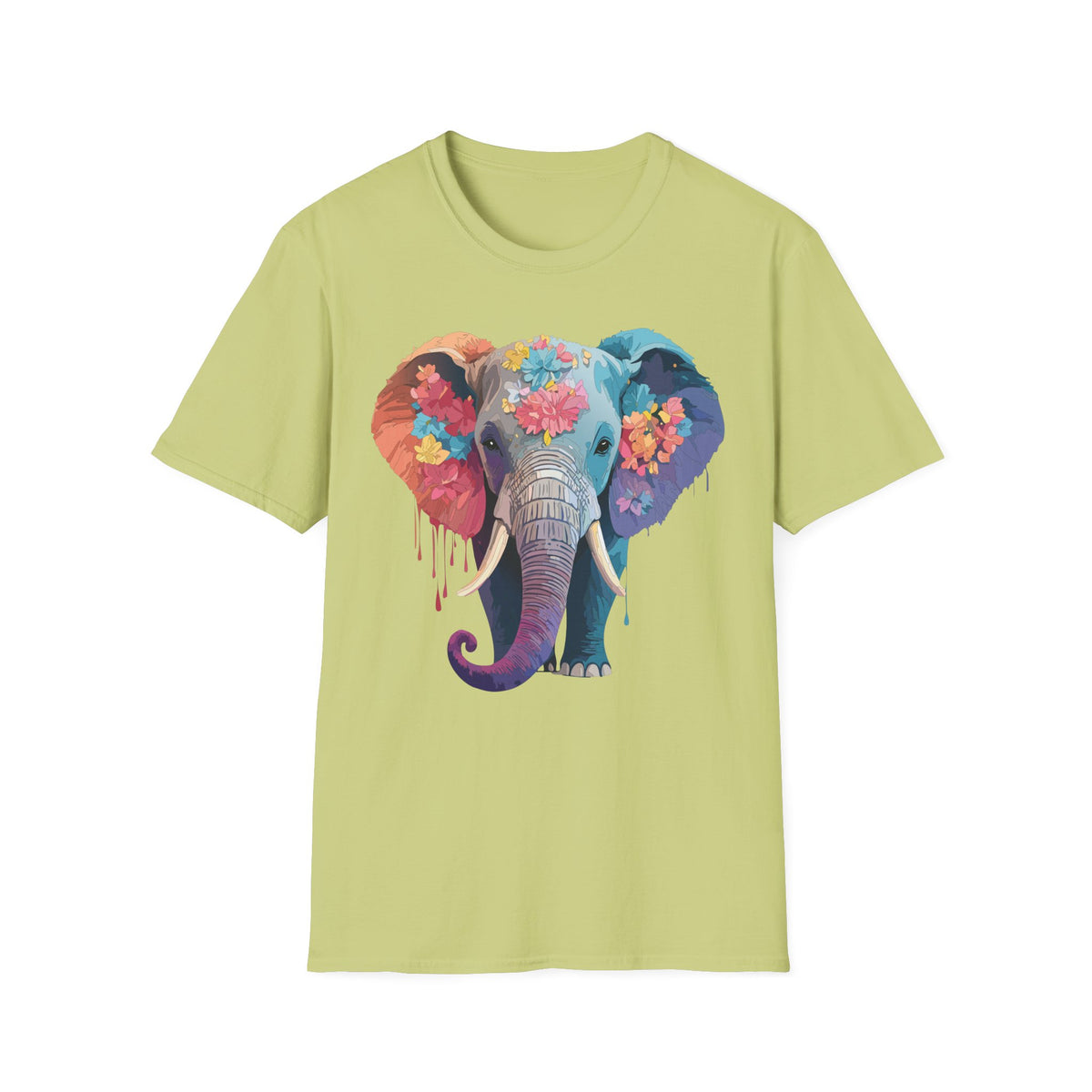 Colorful Floral Elephant T-Shirt | Watercolor Elephant Tee