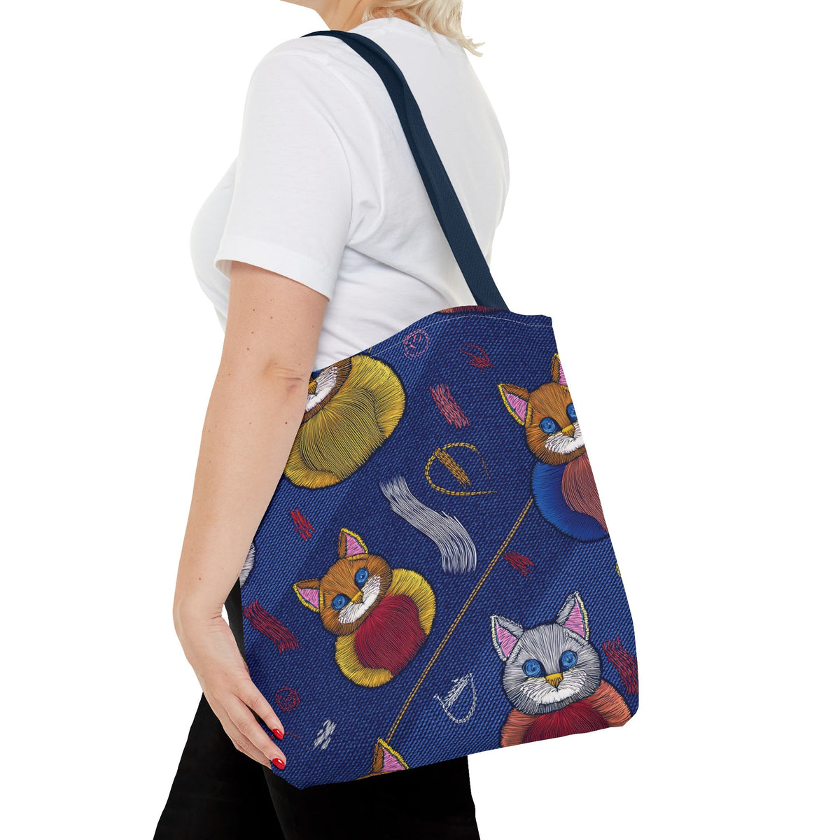 Denim Fabric Imitation Print Unisex Canvas Bag Poly Spun 3 Sizes Tote Bag 190-7