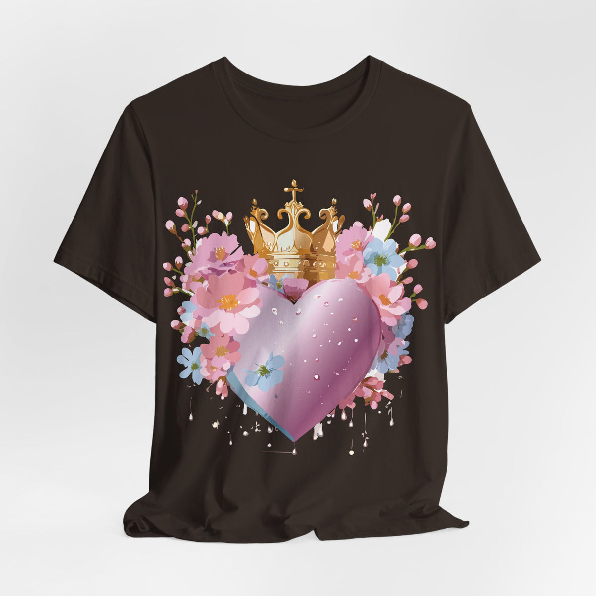 Valentine's Day Graphic Unisex Cotton Bella+Canvas Tee with Floral Art Design d115