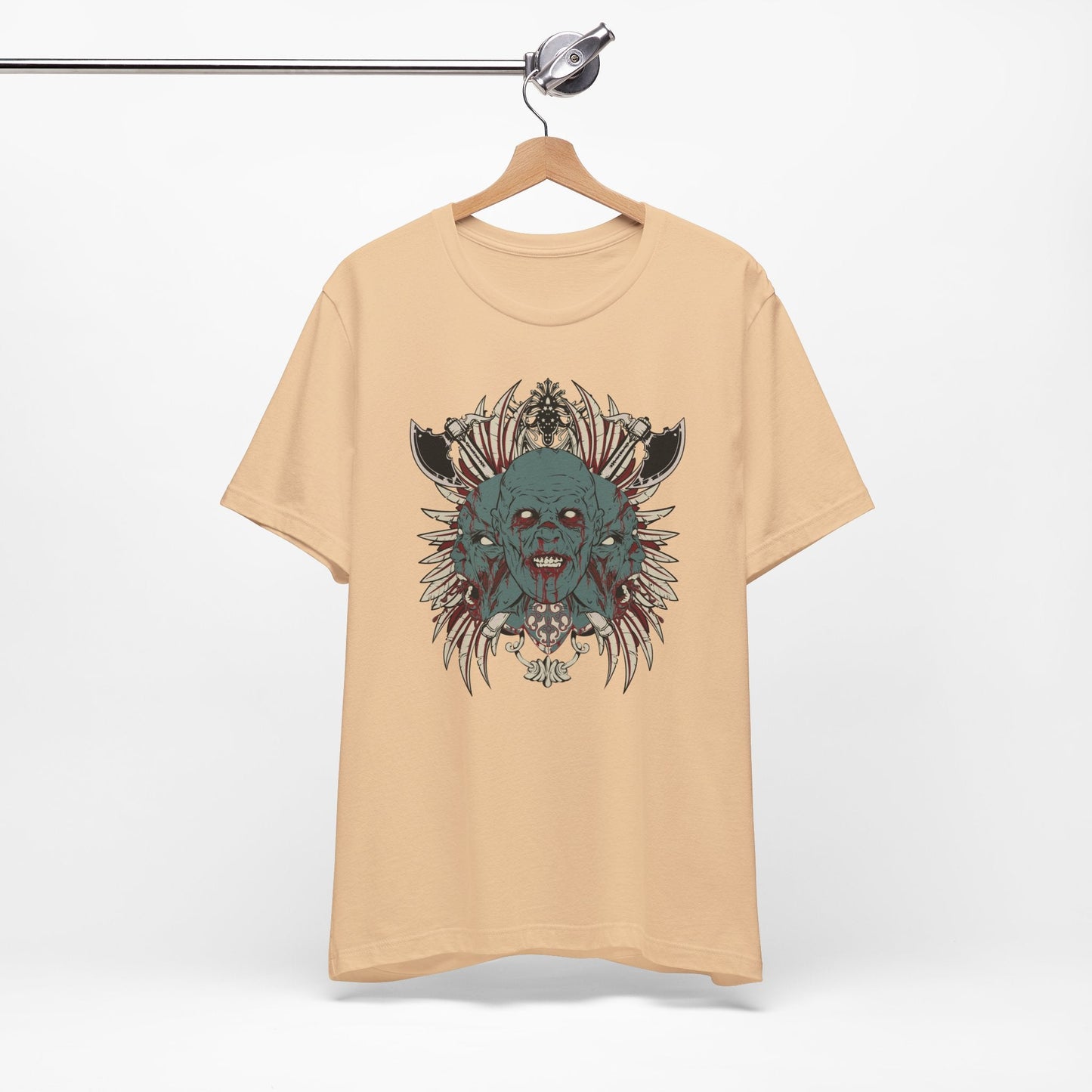 Zombie Skull Mandala T-Shirt Horror Graphic Tee, Gothic Skull Art-54-2
