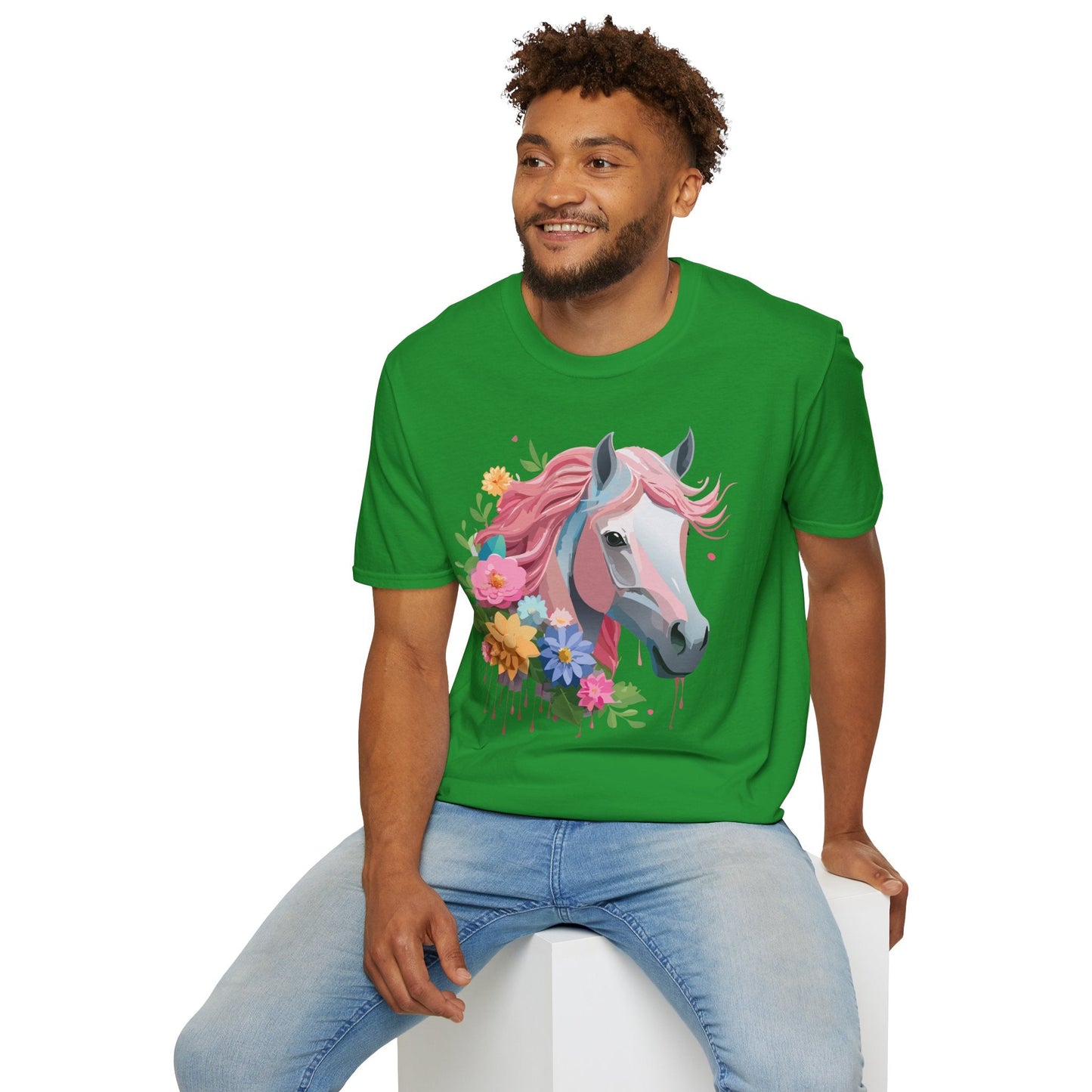 Unisex Horse Shirt Softstyle Cotton Tee With Animal Print Design