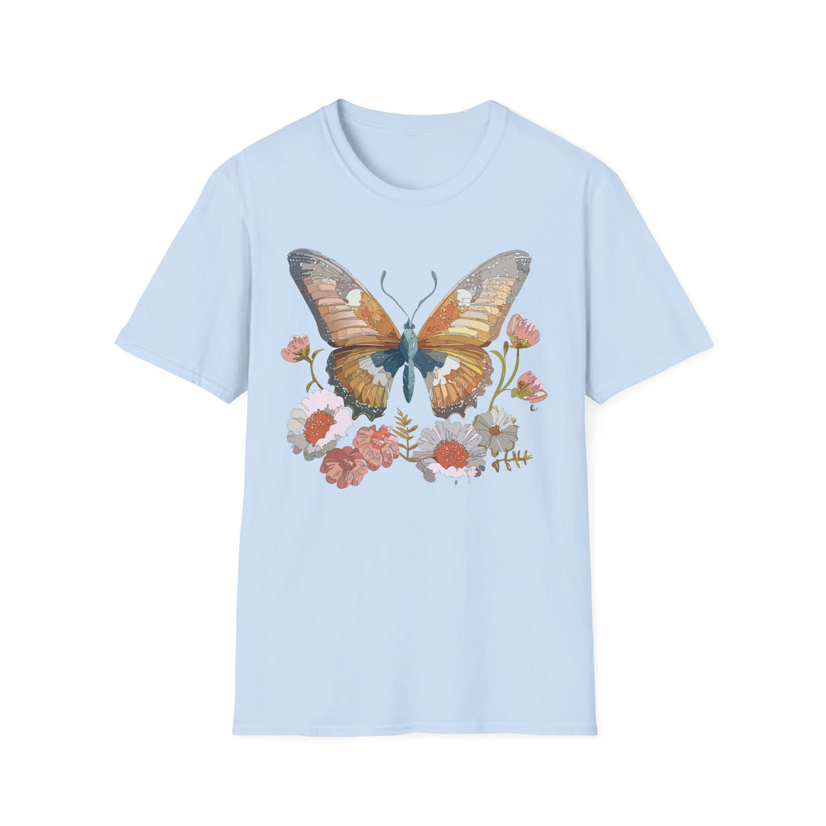 Butterfly Floral Watercolor Wings Graphic Design Unisex 100 Cotton Gildan T-Shirt