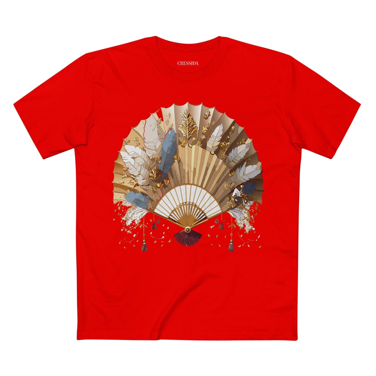 Antique Fan Graphic Design T-Shirt Unisex 100 Cotton Floral Carnival Artwork Tee 8