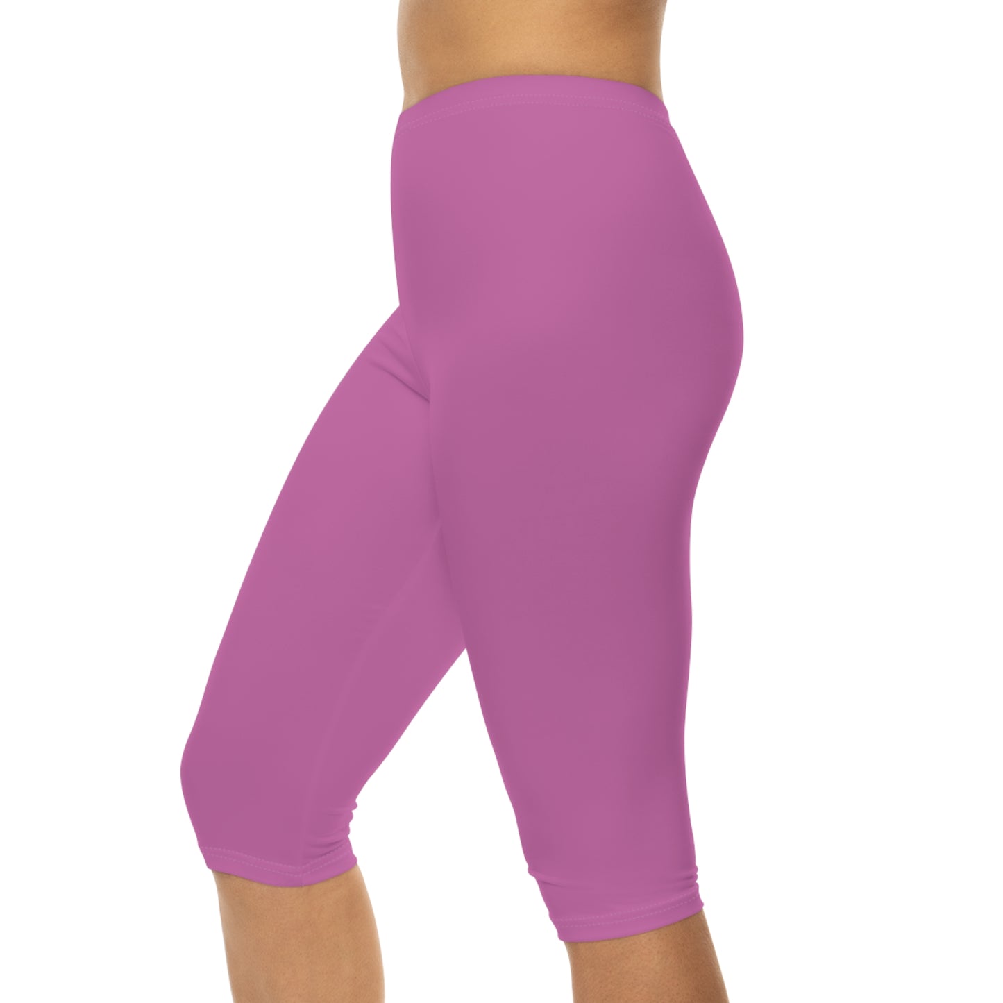 Petal Pink Color Women's Brushed Suede Poly Span Casual Capri Leggings XS-2XL