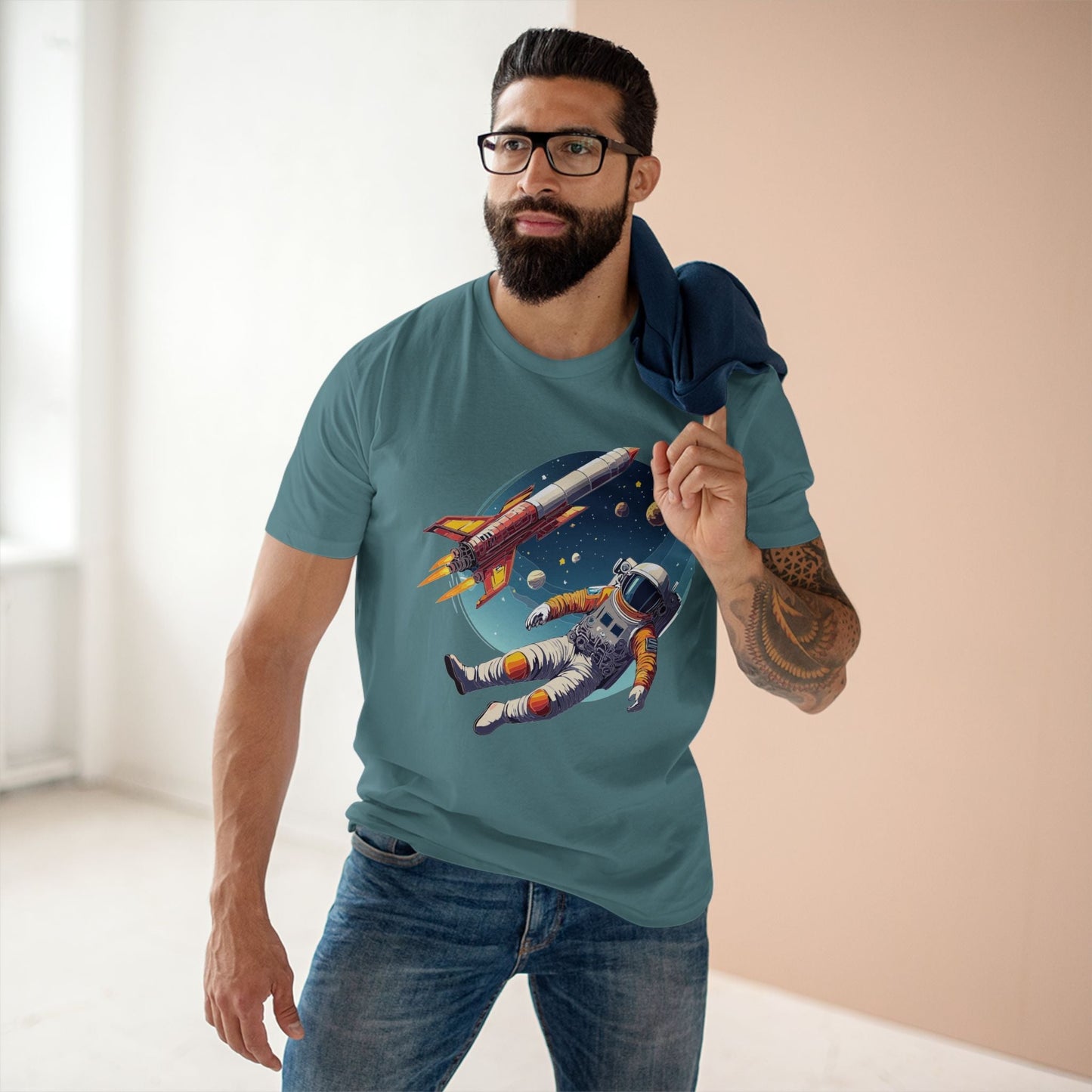 Cosmos Astronaut Shirt Unisex Premium Cotton Tee Original Art Design Retro2Nova Collection