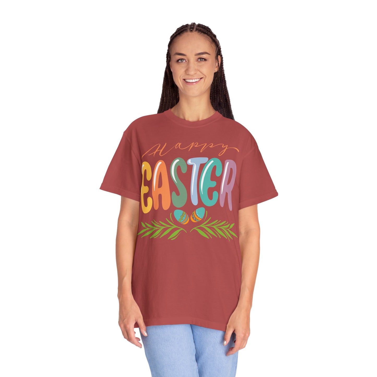 Happy Easter T-Shirt, Tee Shirt with Easter Signature, T Shirt with Easter Prints, Tee Shirt with Easter Design