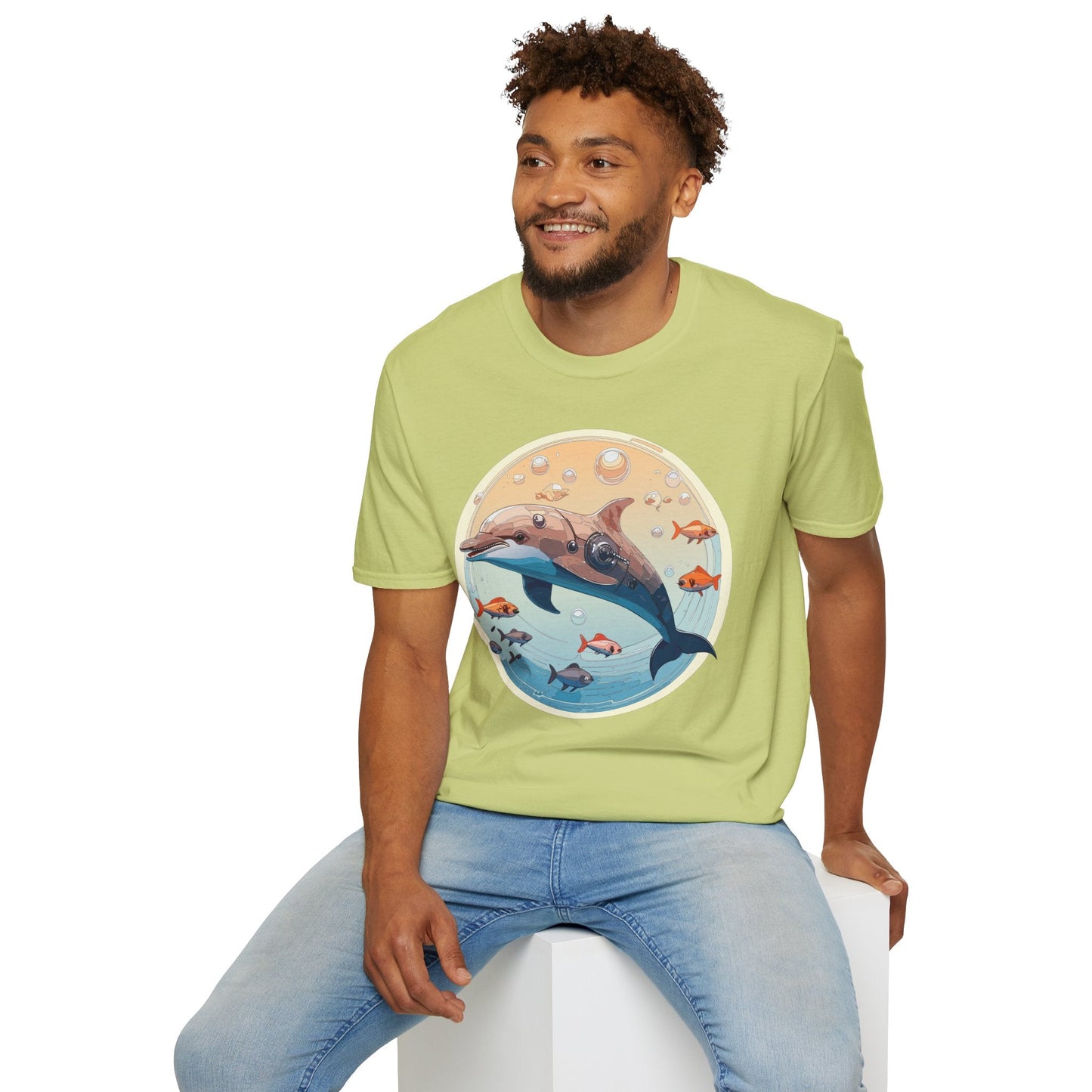 Dolphin Shirt Unisex Softstyle Tee 100 Percent Ring Spun Cotton Breathable Gildan 64000