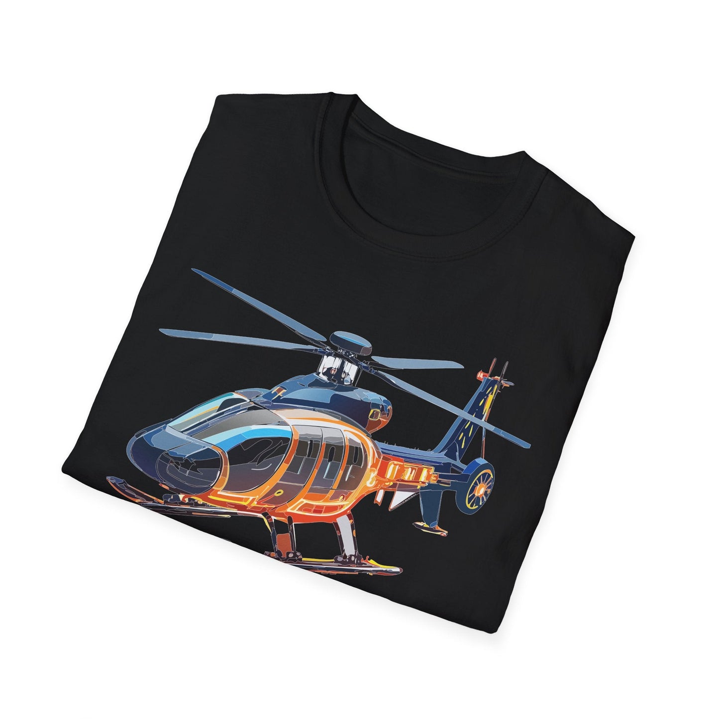 Unisex Helicopter Graphic T Shirt Softstyle 64000 Short Sleeve Chopper Tee For Everyday Comfort