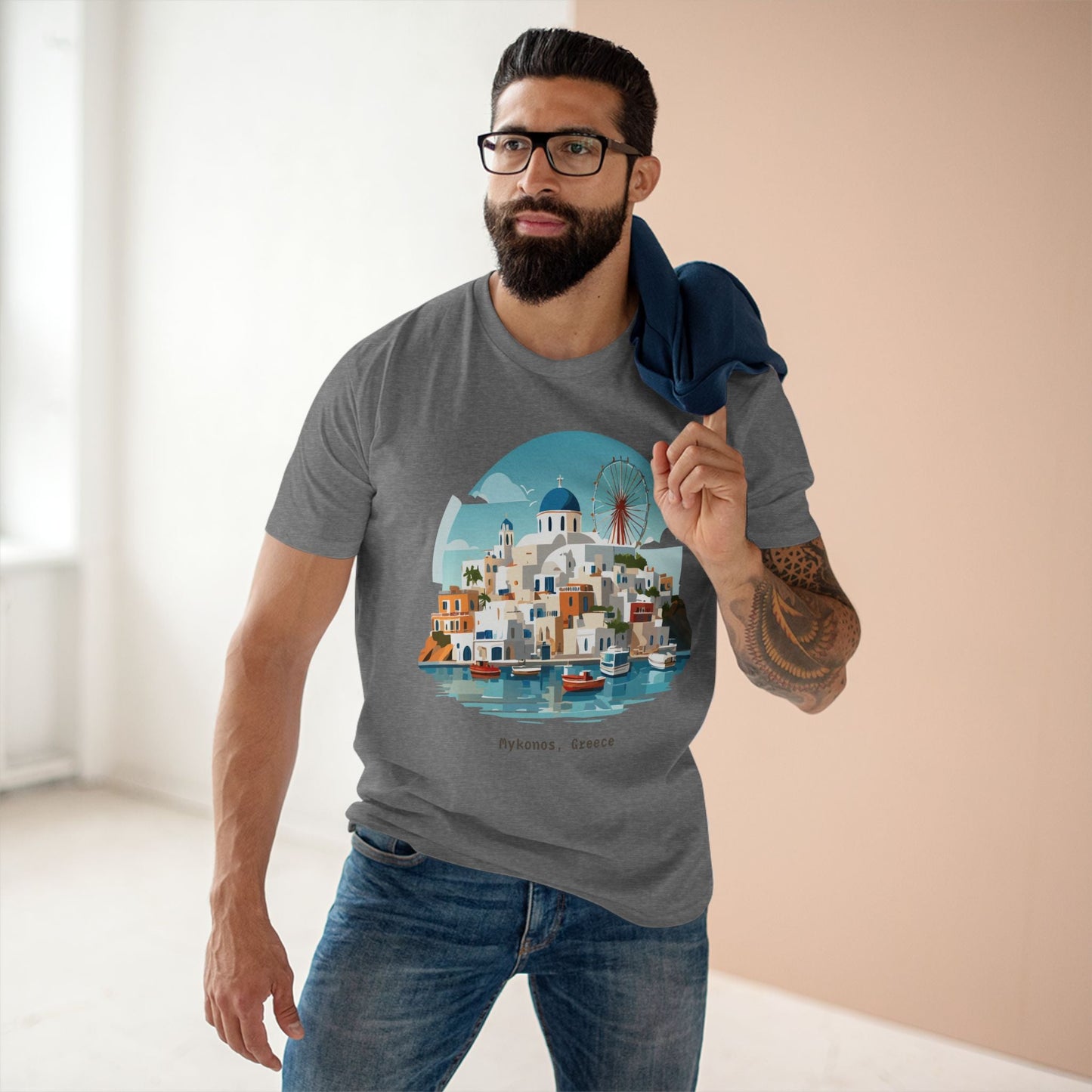 Unisex Greece Travel Shirt With Original Art Design Premium Cotton Tee Retro2Nova