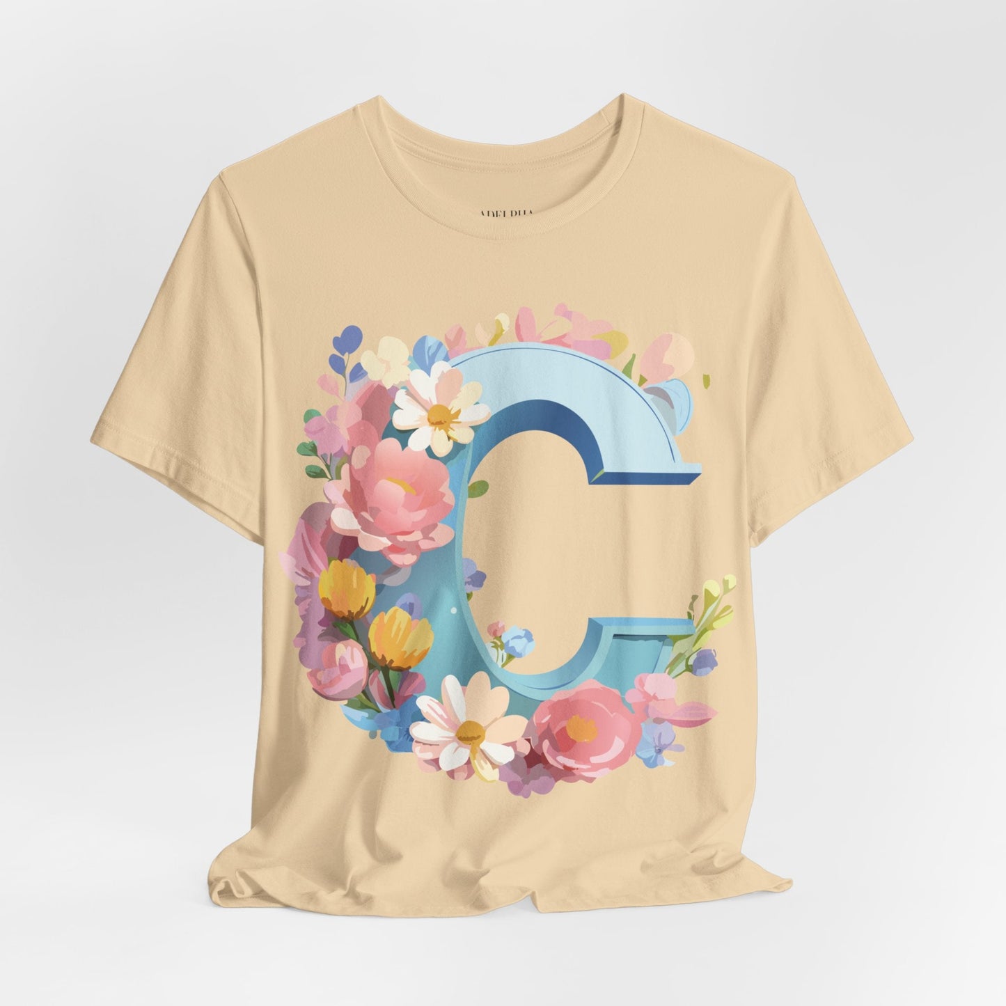 Letter C Shirt Graphic Tee Unisex Short Sleeve Vintage Art Adelpha Premium Quality