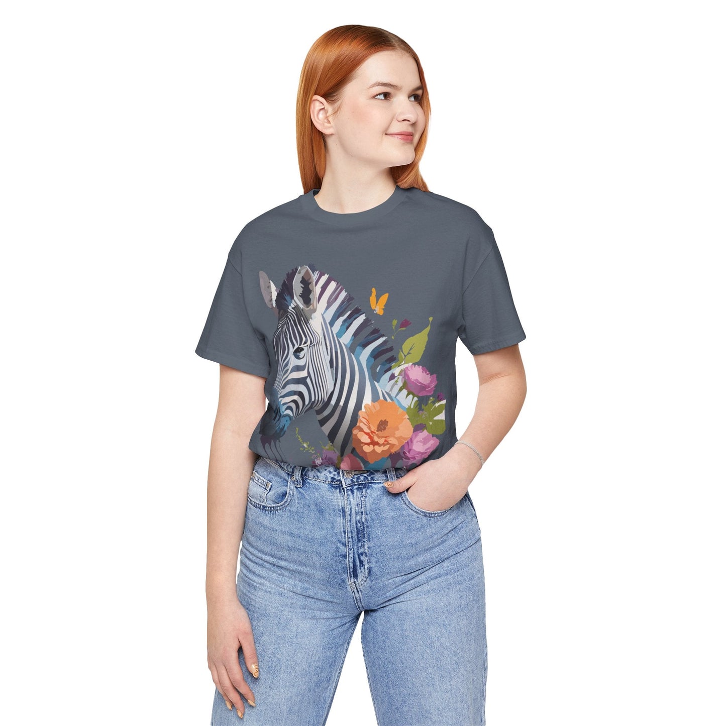 Unisex Zebra Graphic Tee Featuring Adelpha Artwork Vintage Inspired Short Sleeve Shirt