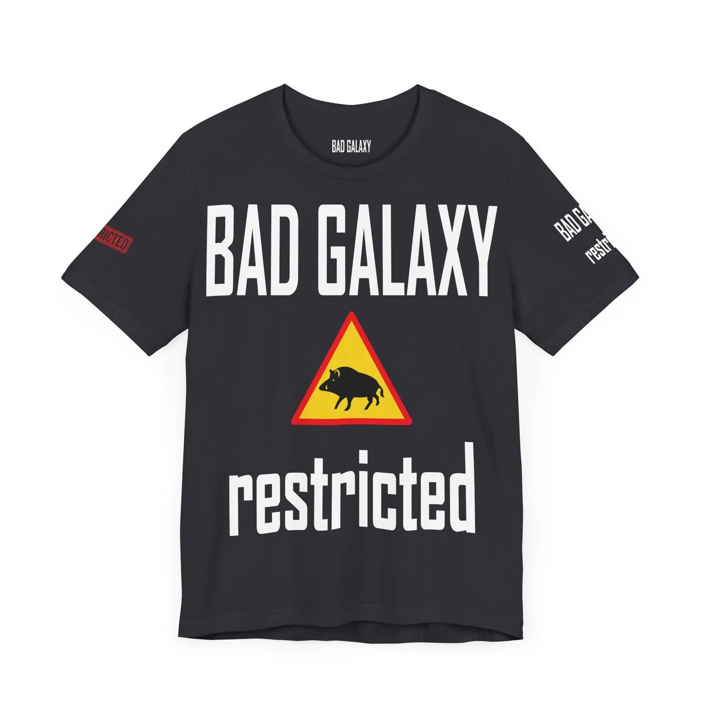 Tee Shirt With Red Stamp From Bad Galaxy Made To Order 100 Percent Cotton USA Printed With Eco Inks