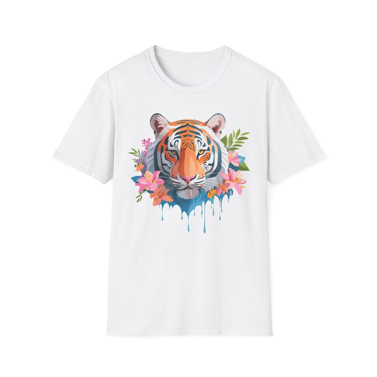 Floral Tiger Head T-Shirt | Watercolor Jungle Cat Tee