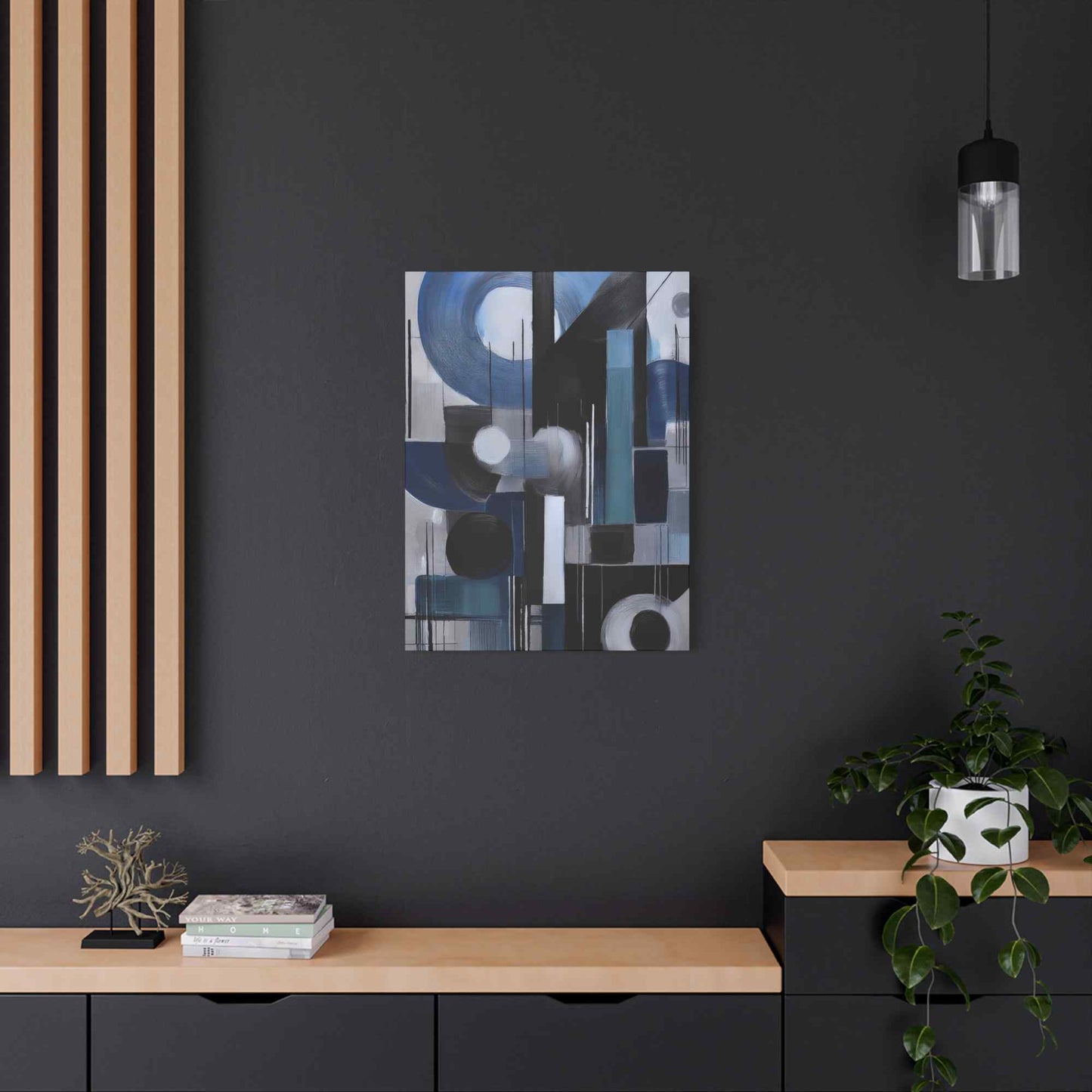 Blue Abstract Painting Print Canvas 20x24,20x30,24x30, 24x32,24x36,30x40, 32x48,36x48,40x60 Pine-Wood Inner Frame ABS-28