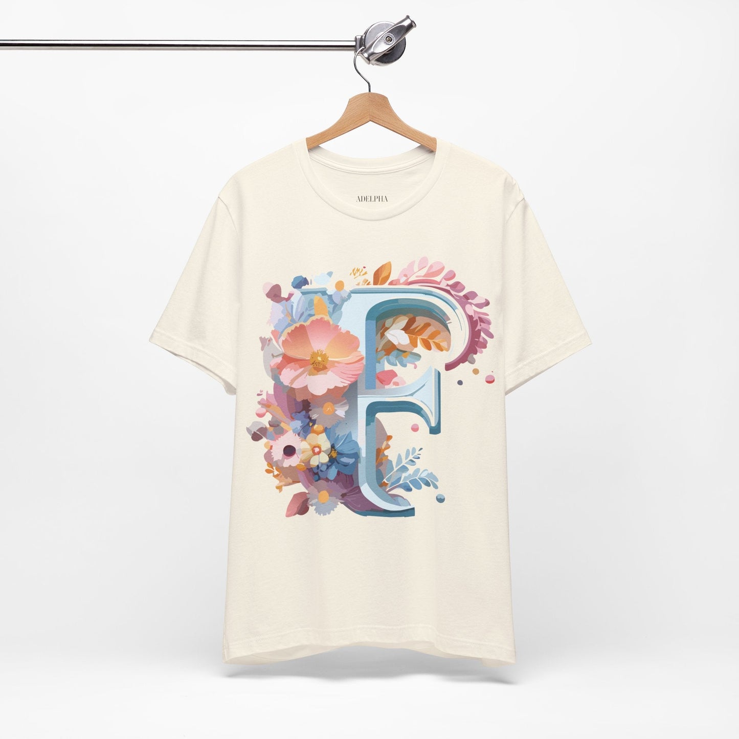 Letter F Shirt Unisex Graphic Tee Jersey Short Sleeve by Adelpha Vintage Inspired Art Design