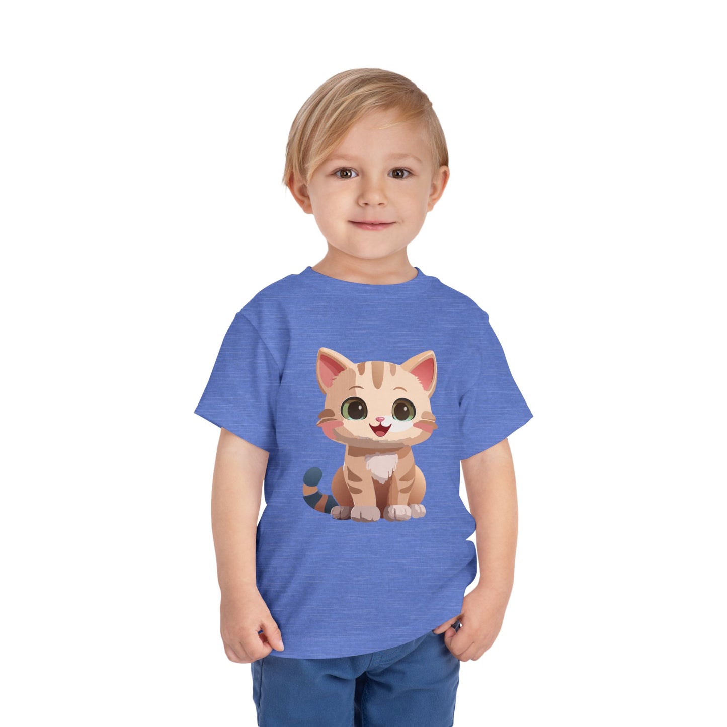 Bonita camiseta de manga corta para niños pequeños con gato: adorable camiseta con gráfico de gatito para niños (2 a 5 años)