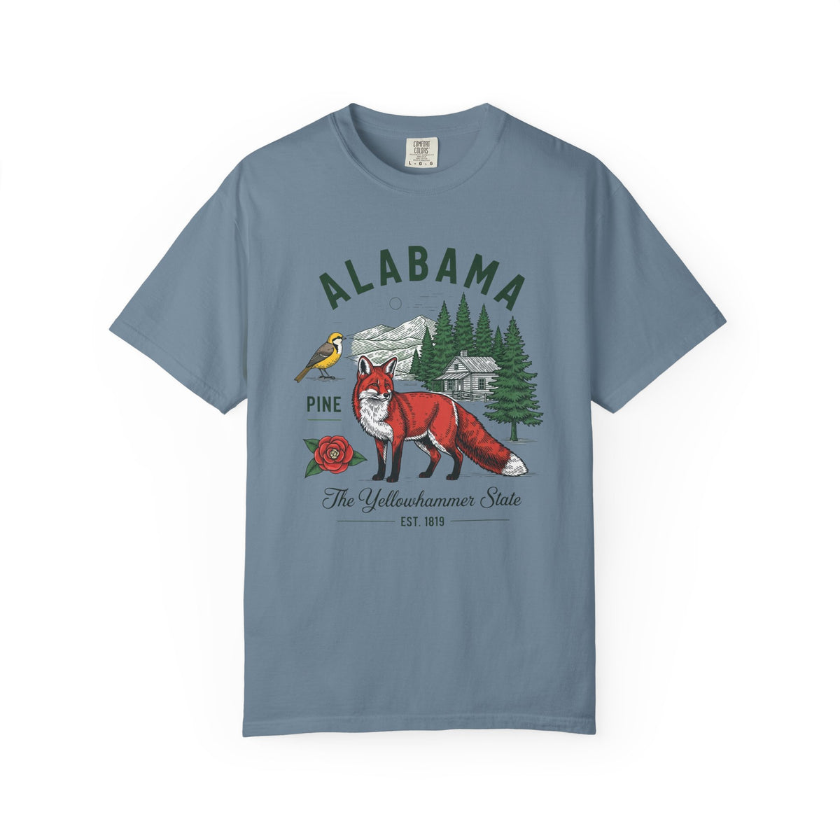 Alabama Graphic Unisex Heavyweight Garment-Dyed 100 US Cotton Tee Relaxed Fit - 3